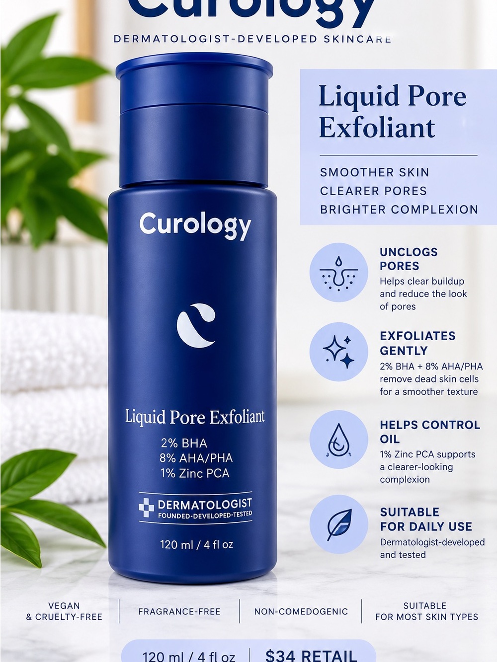 Curology Liquid Pore Exfoliant — Blue
